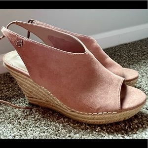 Brand new Guess Blush Pink Espadrille Wedges Tie Back Size 9